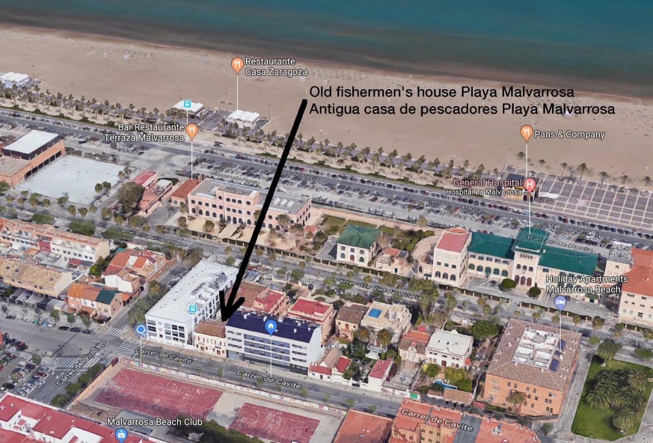 Old Fisherman'S House In Malvarrosa Beach Valencia Kültér fotó